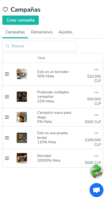 crear campaña de donaciones