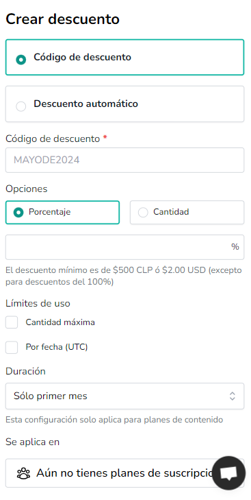 Descuentos en planes de suscripción